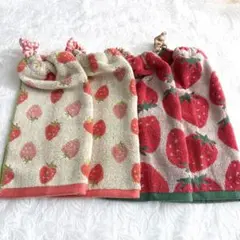 いちご　ふわふわ　 おりこうエプロン タオルエプロン　無撚糸タオル　保育園　入園