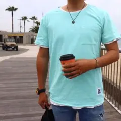正規品　LUSSO SURF wave patch Tシャツ　ブルー　Mサイズのサムネイル