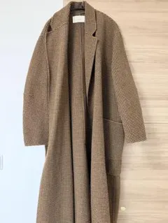 チェック柄ブラウンロングコート