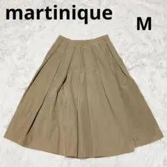 martinique タック フレアスカート ブラウン 微光沢 ロング M