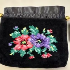 FEILER花柄刺繍 ベルベットポーチ