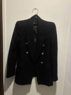 ZARA 黒 ツイードジャケット　XS