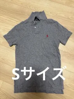 ラルフローレン　グレー ポロシャツ 赤いロゴ刺繍