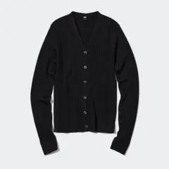 【新品】UNIQLO エクストラファインメリノリブショートカーディガン ブラック