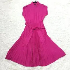 美品 ローレンラルフローレン プリーツシャツワンピース フレンチスリーブ ピンクのサムネイル