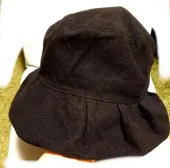 日本製‼️黒のバケットハット 暖かな素材 柔らか フレアデザイン