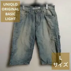 ユニクロ ORIGINAL BASIC デニムハーフパンツ Sサイズ 薄青