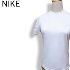 ナイキ ドライフィットUV 刺繍ロゴ サイドライン クルーネックTシャツ 白