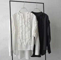 フリル付きブラックシャツ　sheglit シェグリット フリル付きブラックシャツ sheglit シェグリット - メルカリ