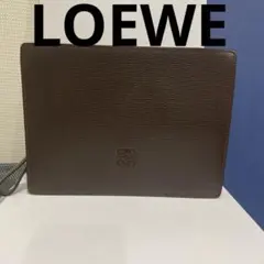 【美品】　ロエベ　アナグラム　レザー　クラッチバック　セカンドバック　茶色　型押