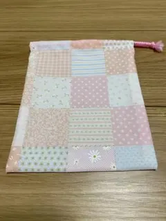 巾着袋  給食袋 カトラリー袋 コップ袋 給食グッズ 女の子　ピンク　花柄