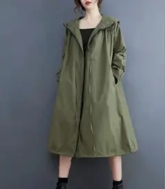 新品未使用！ フーディー ルーズ ロング ジャケット オーバーサイズ カーキ