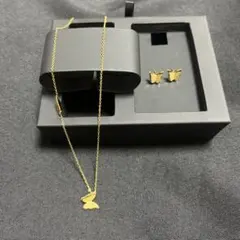 蝶モチーフ ネックレスとピアスセット