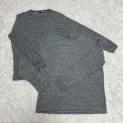 ユニクロ ワッフルクルーネックT 長袖 グレー 2枚セット XL メンズ まとめのサムネイル