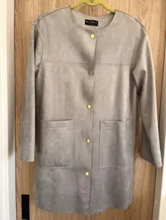 グレー ノーカラージャケット スエード風　Mサイズ