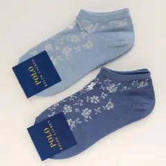 ポロラルフローレン　レディース　ソックス　2足　ブルー　ショート　花柄　おしゃれ