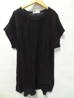 ザラZARA レディースブラック プリーツ ノースリーブチュニック M