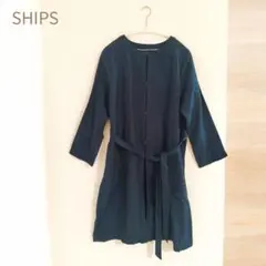 SHIPS リネンテンセルノーカラーコート ネイビー Sのサムネイル