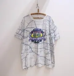 90s ルート66 地図柄 総柄 Tシャツ
