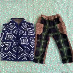 フリースジャケット ネイビーとホワイト 80㌢ ズボン80㌢