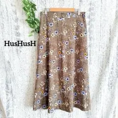【HusHusH】 ポタニカル 綺麗めレディースロングフレアスカート L