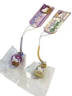 新品未開封希少レトロ 新品ご地キティ北海道限定品根付けストラップ2点ハローキティ