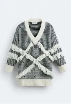 新品　ZARA X MAISON SPECIAL フリンジジャカードセーター