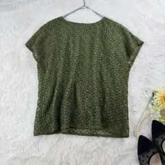 美品　Leilian 　総レース　プルオーバー 　半袖ブラウス　フレンチスリーブのサムネイル