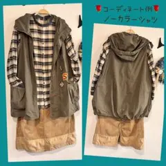 チェックシャツ バンドカラー