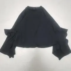 NOBLE ノーブル フリルスリーブ ブラウス シャツ ネイビー 近年モデル