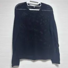 ユニクロ　UNIQLO　メッシュセーター　サマーニット　ブラック　XL