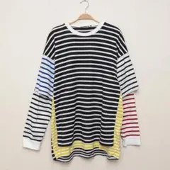 nagonstans ミックスボーダー 長袖Tシャツ　M