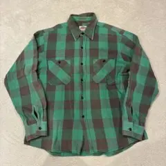 Dickies ブロックチェック　グリーン　長袖シャツ　Lサイズ