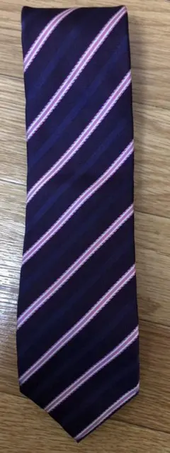CRICKET ダークパープル ピンクストライプ ネクタイ