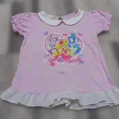 キミとアイドル　プリキュア 半袖Tシャツ ピンク 襟付き フリル