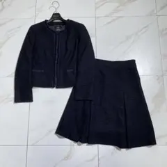 極美品♡23区 ラメツイード ノーカラー セットアップ ボックスプリーツ