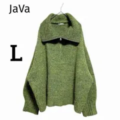 JaVa クラシカルエルフ コラボ ハーフジップ ニット グリーン L ゆったり