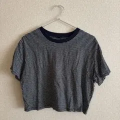 UNIQLO ネイビーとホワイトストライプ 半袖Tシャツ