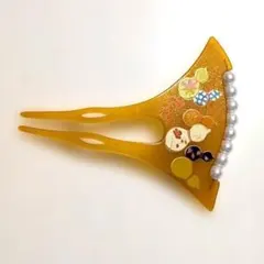 黄色のパール付きかんざし