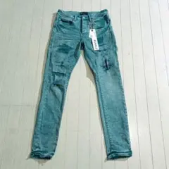PURPLE-BRAND クラッシュ加工 デニムパンツ グリーン 31