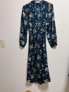 【新品・未使用】fifth フラワーロングシャツワンピース ネイビー / M