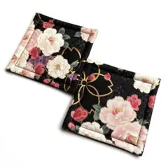 黒色桜2枚（ふんわり）ハンドメイドコースター