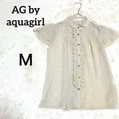 【AG by aquagirl 】ドット柄フリルブラウス M ベージュ 金ボタンのサムネイル