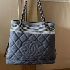 極極美品♡CHANEL フリルデニム チェーントートバッグ マトラッセ