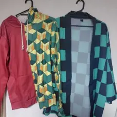 鬼滅の刃　コスプレ　竈門炭治郎羽織　富岡義勇パーカー　２点セット