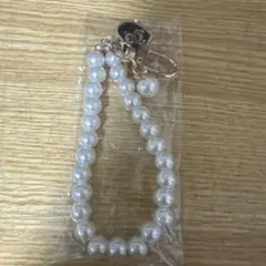 ハンドメイド パール風ビーズ ストラップ キャラクター付き