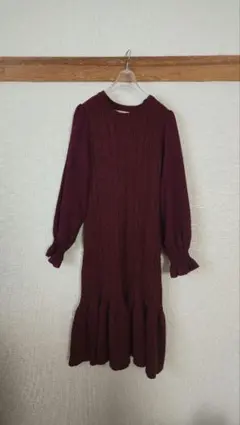 tocco closet バーガンディ ニットワンピース