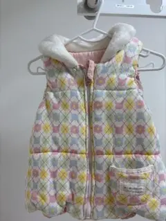 クーラクール●美品●リバーシブルベスト●ベビー　花柄 チェック柄