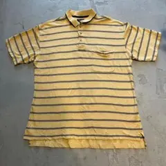 IZOD ビンテージ 90s ロゴ刺繍 ポケット ボーダー ポロシャツ L 半袖