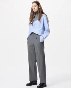 UNIQLO タックワイドパンツ グレー　Lサイズ